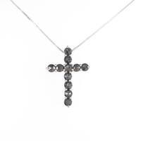 K18WG クロス ダイヤモンドネックレス