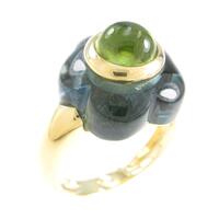 K18YG フラワー ブルートパーズリング