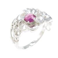 K18WG フラワー ガーネットリング