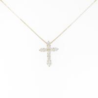 K18YG クロス ダイヤモンドネックレス