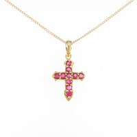 K18YG クロス ルビーネックレス