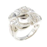 K18WG フラワー ダイヤモンドリング