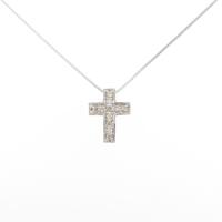 K10WG／K18WG クロス ダイヤモンドネックレス