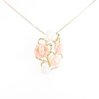 K18YG ローズ サンゴネックレス