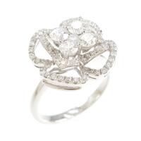 K18WG フラワー ダイヤモンドリング