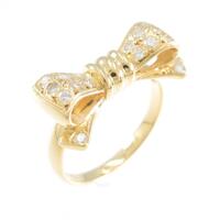 K18YG リボン ダイヤモンドリング