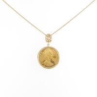 K18YG（枠） コイン ダイヤモンドネックレス