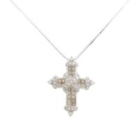 K18WG クロス ダイヤモンドネックレス