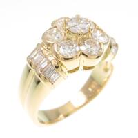 K18YG フラワー ダイヤモンドリング
