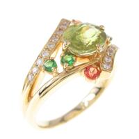 K18YG カラーストーンリング 拡散処理未検査