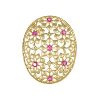 K18YG フラワー ルビーブローチ