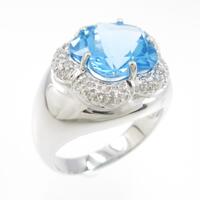 750WG フラワー ブルートパーズリング