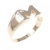 K18PG イニシャルM ダイヤモンド リング 0.01CT