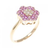 K18PG フラワー サファイヤ リング 0.40CT 拡散処理未検査