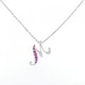 K18WG イニシャルM ルビー ネックレス 0.13CT