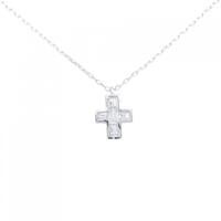 K18WG クロス ダイヤモンド ネックレス 0.43CT