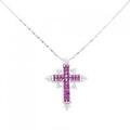 K18WG クロス ルビー ネックレス 1.50CT