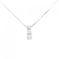 K18WG スリーストーン ダイヤモンド ネックレス 0.3CT