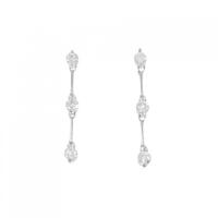 K18WG スリーストーン ダイヤモンド ピアス 0.60CT