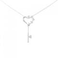 K18WG ハート×キー ダイヤモンド ネックレス 0.10CT