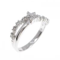 K18WG フラワー ダイヤモンド リング 0.12CT