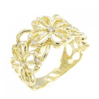 K18YG クローバー ダイヤモンド リング 0.12CT