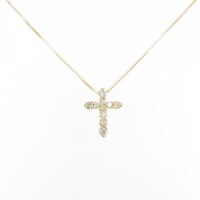 K18YG クロス ダイヤモンド ネックレス