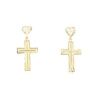 K18YG クロス×ハート ピアス