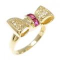 K18YG リボン ルビー リング 0.24CT