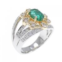 K18YG/PT エメラルド リング 1.35CT