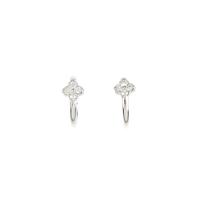 【リメイク】K18WG フラワー ダイヤモンド ピアス 0.10CT