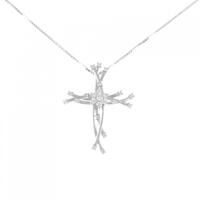K18WG クロス ダイヤモンド ネックレス 0.39CT
