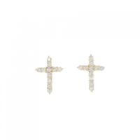 K18YG クロス ダイヤモンド ピアス 0.50CT