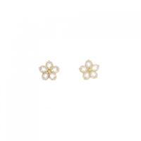 K18YG フラワー ローズクオーツ ピアス