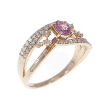 K18PG サファイヤ リング 0.344CT 拡散処理未検査