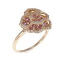 K18PG ローズ サファイヤ リング 0.45CT 拡散処理未検査