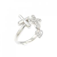 K18WG クロス×ハート ダイヤモンド ピンキーリング 0.12CT
