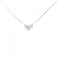 K18PG ハート パヴェ ダイヤモンド ネックレス 0.30CT