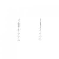 K18WG スリーストーン ダイヤモンド ピアス 0.50CT