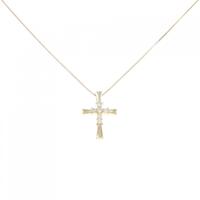 K18YG クロス ダイヤモンド ネックレス 0.10CT