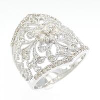 K18WG フラワー ダイヤモンド リング 1.00CT