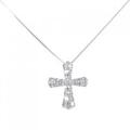 K18WG クロス ダイヤモンド ネックレス 0.42CT