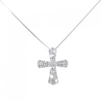 K18WG クロス ダイヤモンド ネックレス 0.42CT