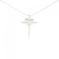 K18WG 2WAY クロス×ハート ダイヤモンド ネックレス 0.30CT