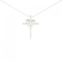 K18WG 2WAY クロス×ハート ダイヤモンド ネックレス 0.30CT