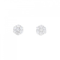 K18WG フラワー ダイヤモンド ピアス 0.50CT