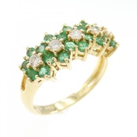 K18WG フラワー エメラルド リング 0.65CT