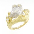 K18YG/PT フクロウ ダイヤモンド リング 0.15CT