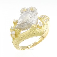 K18YG/PT フクロウ ダイヤモンド リング 0.15CT