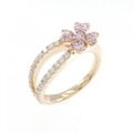 K18PG フラワー サファイヤ ピンキーリング 0.18CT 拡散処理未検査
